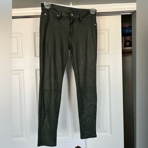 7 For All Mankind Dark Green Coated Skinny Pants Size 29